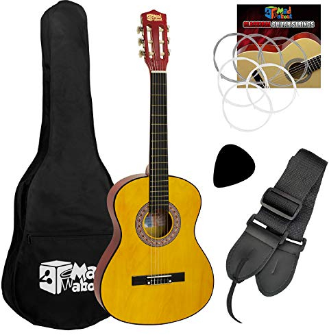 Mad About CLG1-34-PACK Set Klassische Spanische Gitarre, 3/4 Größe, für Kinder - jetzt mit kostenlosem Unterricht für 6 Monate