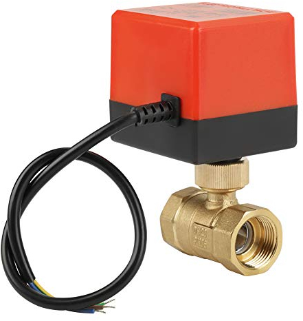 Akozon Valvola a Sfera Motorizzata in Ottone G3 / 4 DN20 Valvola Elettrica a 2 Vie 12V AC Motorizzata per Controllo di Flusso