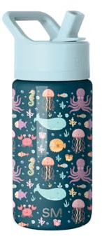 Simple Modern Kids Water Bottle with Straw | Insulated Stainless Steel Reusable Tumbler for Toddlers, Girls, Boys | Summit Collection | 415ml | Under the Sea