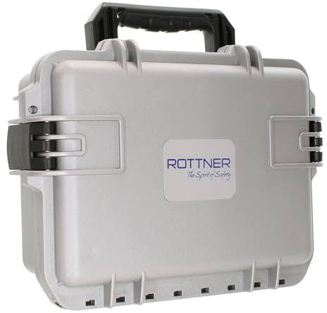 Rottner Waffentransportbox Gun Case mobile, Schnappverschluss, Grau, BxH 395x148 mm, geeignet für 2 Kurzwaffen, Munition, Zubehör