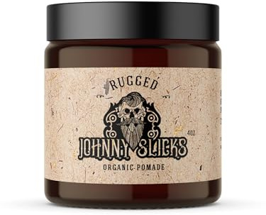 Johnny Slicks Oil Based Pomade | Organic Hair Styling for Men, Low to Medium Hold | Promotes Healthy Hair Growth & Helps Hydrate Dry Skin, (Rugged, 4 Ounce) Veteran Owned, USA Made.