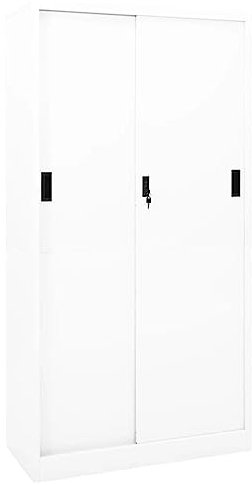 vidaXL Armario de Oficina Puerta Corredera Mueble Archivador Armario Almacenamiento Archivos Documentos Organizador Acero Blanco 90x40x180 cm