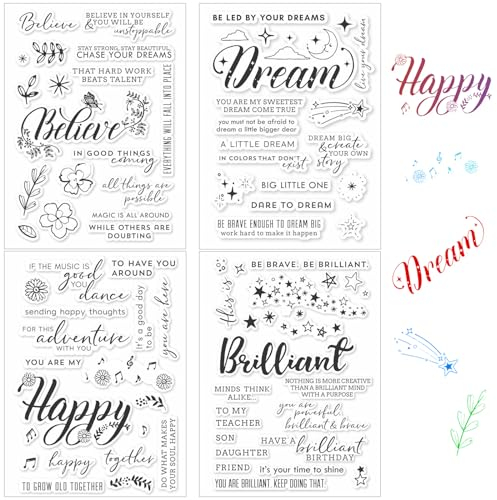 Clear Silikonstempel Set, Geburtstag Stempel, Kinder Stempelset, Blumen Stempel für Hochzeit, Geburtstag, Taufe, Scrapbooking, Journal, Einladung Karten Dekoration(4 Blätter)