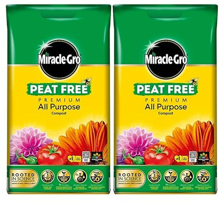 Miracle Grow All Purpose Compost - 2 x 10L Multi Purpose Peat Free Compost for Outdoor Plants, Indoor House Plants, Vegetables with Topline Card
