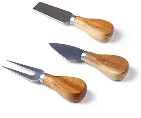 Bafnsiji Set di 3 coltelli da formaggio, set di coltelli da formaggio, tagliapizza, formaggio, coltello da formaggio, forchetta da formaggio, paletta per formaggio