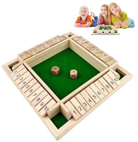 Absyrony Jeu de dés en bois, 2 à 4 joueurs, avec 2 dés en bois, pour filles, garçons (vert)