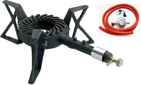 SMH LINE® Gasolkök Pallkokare, 3 ben, gasspis, campingkök, 57 x 32 x 20, gasbrännare, wok, 8 kW, utomhus, gas, spis, bordsgrill, propangas, gasbrännare (spis inkl. slang/regulator)
