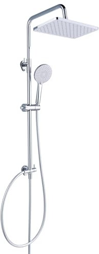 YEAUPE PRO Duschsystem ohne Armatur, Chrom-Edelstahl Duschset, 30x20cm Quadratische Regenduschekopf, 3 Strahlarten ABS Handbrause Duschkopf, 65-102cm Höhenverstellbare Duschstange