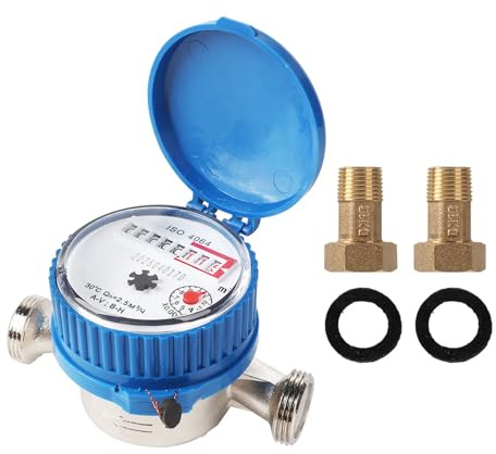Ruaizel Water Meter, 1/2 inch Water Flow Meter, Cold Water Meter for Garden and Home Use