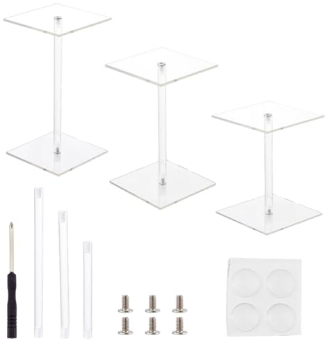 DICOSMETIC 6 Stück 3 Größen Fliegende Miniaturen Acryl Display Ständer Quadratische Fliegende Miniaturen Kampf Podest Klar Kampf Display Ständer Für Tabletop RPG Und Brettspiele Ausstellung