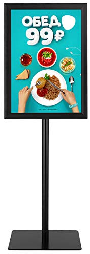 GOPLUS Soportes de Pedestal para Carteles A3, Soporte de Suelo Ajustable en Altura para Pósteres de 78,5-123 cm con Marco de Aluminio y Base de Metal, Vista Vertical Horizontal para Hogar (1,Negro)