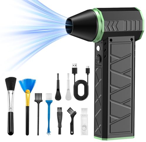 Compressed Air Duster, 149000RPM Super Power Mini Dust Blower, Upgrade 4-Gear Adjustablewith Electric Dust Fan with LED Light, Rechargeable Air Duster Cleaner for PC, Car Interior, Househol