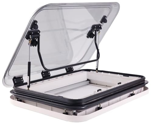 RV Roof Vent with LED Lights - Universal Camper Van Sunroof Hatch with Insect Net & Sunshade for Motorhome Caravan,80x50cm