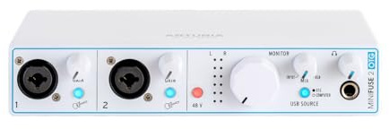 Arturia - MiniFuse 2 OTG - Audio & MIDI Interface with Creative Software for Recording, Production, Podcasting, Guitar, USBC/USBA - White