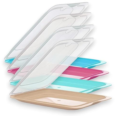 Genérico Fiambrera Rectangular para Embutidos y Alimentos Frescos, Plástico Alimentario con Tapa Hermética, 19x14x3cm, Colores Variados, Pack. Multicolor.