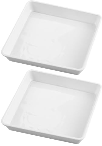 DOITOOL Fyrkantig växtkruka underlägg av robust plast 40 cm vita droppskålar för blomkrukor utan hål vattenabsorberande växtskålar för inomhus- och utomhusbruk