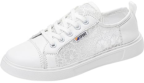 Générique ChaussuresDirndl pour Femme Basquette Femme Ete en Engrener Dentelle Chaussures Traditionnelles Basketsen Tissu Respirant Chaussures Plates pour La Fête de La Bière (White, 40)