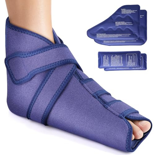 AFDEAL Kylkuddar i fotled – Hot & Cold terapi bandage fotled med 4 avtagbara kylförpackningar, ankelbandage kylpack för plantar fasciit fotskador, ankelbandage XL för (50–110 kg)
