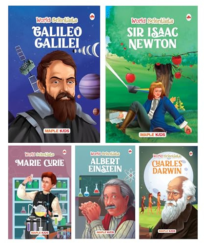 Story Books for Kids (Set of 5 Books) (Illustrated) - World Scientists - Biographies for Children - 6 Years to 10 Years Old - Einstein, Newton, Galileo Galilei, Marie Curie, Charles Darwin