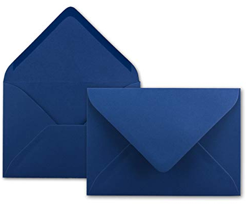 50x Brief-Umschläge in Nacht-Blau/Dunkelblau - 80 g/m² - Kuverts in DIN B6 Format 12,5 x 17,6 cm - Nassklebung ohne Fenster