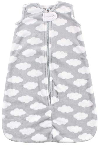 Hudson Baby Unisex Baby Plush Sleeping Bag, Sack, Blanket, Gray Clouds Plush, 6-12 Months