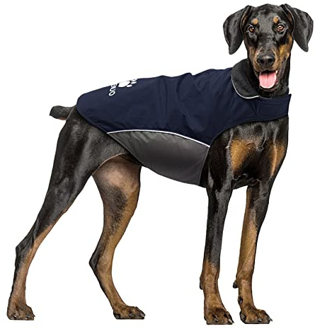 IREENUO Dog Raincoat, 100% Waterproof Dog Warm Jacket for Fall Winter, Rainproof Coat with Adjustable & Reflective Stripes for Medium Large Dogs (5XL, Blue)