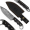 USQUARE UE-009.25.4 cm Couteau de Chasse en Acier Damas avec étui, Couteau à Lame Fixe, Couteau de bushcraft, Manche en Bois Pakka Noir, Pleine Soie, développé pour la Chasse et Le Camping