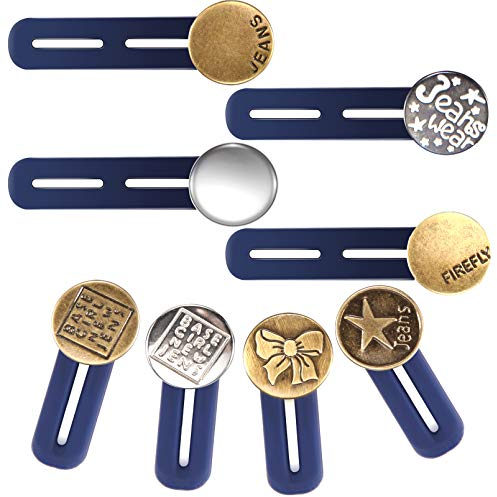 8 Stück Hosenbunderweiterung Knopf Taille Extender Elastischen Metall Knopf Bund Expander Jeans Einziehbare Knöpfe für Hemd Hosen Kleid Hosen