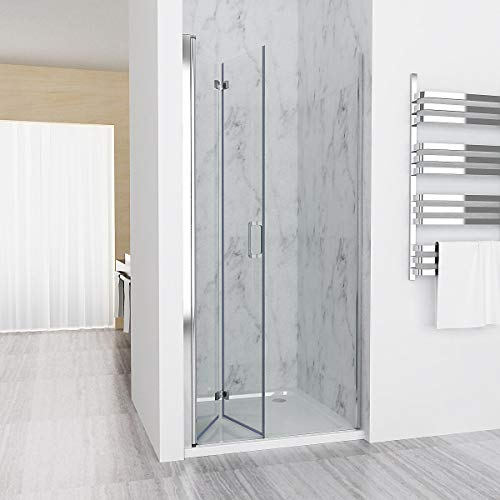 Nischentür 75 x 195 cm Duschabtrennung 180° Schwingtür Falttür Duschwand Dusche 6mm NANO Echtglas