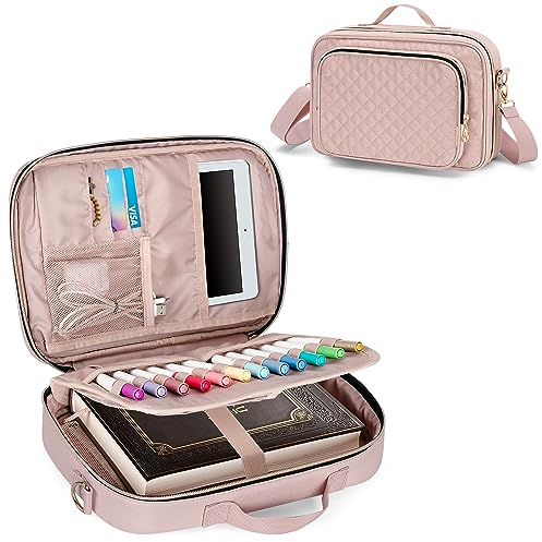 Teamoy Bibelhülle, Bibel Tragetasche mit Griff und abnehmbarem Schultergurt, multifunktionale stilvolle große Bibeltasche mit Reißverschluss, Rosa