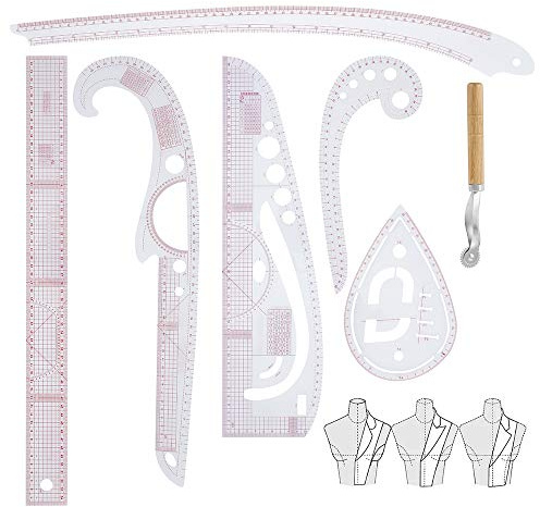 7pcs Righello da taglio cucito Set righello da cucito curvo francese in plastica trasparente Regle di cucito per taglio disegno taglio taglio fabbricazione di abbigliamento per Diy Designer sarto