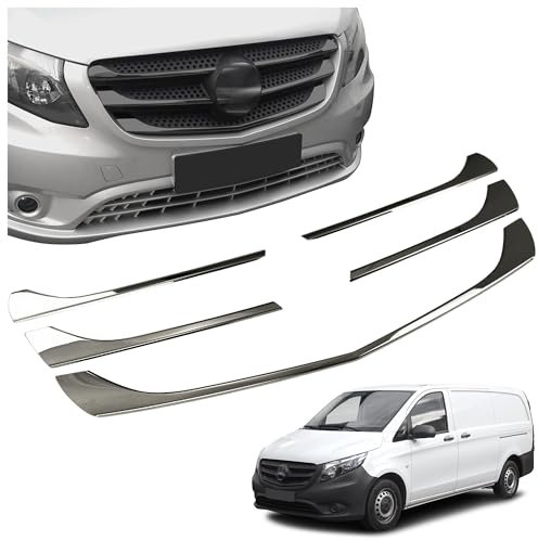 CHROMEMASTER | Compatible con Mercedes Vito W447 2014-2019 | Molduras del Radiador Delantero; Rejillas para el Coche; Acero inoxidable Pulido | Nuevo, Atractivo Aspecto del Vehículo