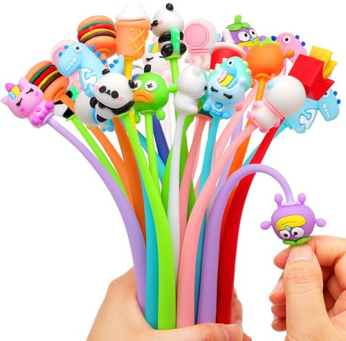 SKAMORI 30 Pezzi Penne Gadget Compleanno Bambini 5 6 7 8 9 10 Anni, Divertenti Penne Gel Animali Originali, Penne Regalini Fine Festa Compleanno Bambini