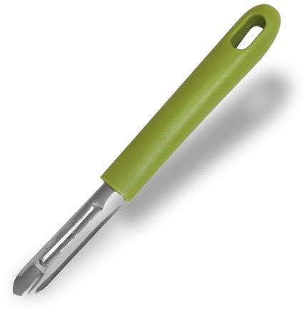 Fackelmann Pelaverdura per pelare verdure ed ortaggi, con manico in plastica riciclata, materiale parte funzionale in acciaio inox, dimensioni 19x2.5x1.5 cm