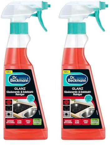 Dr. Beckmann GLANZ Glaskeramik- und Edelstahl-Reiniger, Streifenfreie Reinigung und langanhaltender Glanz, 250 ml (Packung mit 2)
