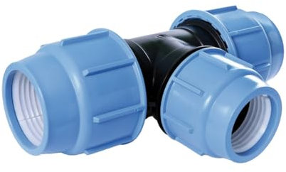 SAB Raccordi a Compressione BlueSeal 16, T 90° Ridotto Ø 20 x 16 x 20 Raccordo Idraulico in PP, PN16, per Giunzione Tubi in Polietilene, per Impianti di Irrigazione