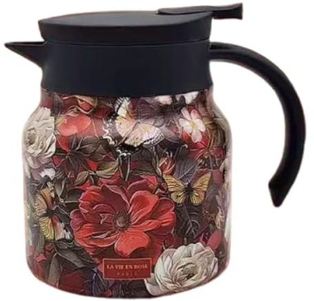 DimyFew Caraffa Termica Bollitore Isolato Brocca per tè Dispenser di Bevande Calde in Acciaio Inossidabile con Infusore Adatta per L'Uso in Casa E in Ufficio, Rosso