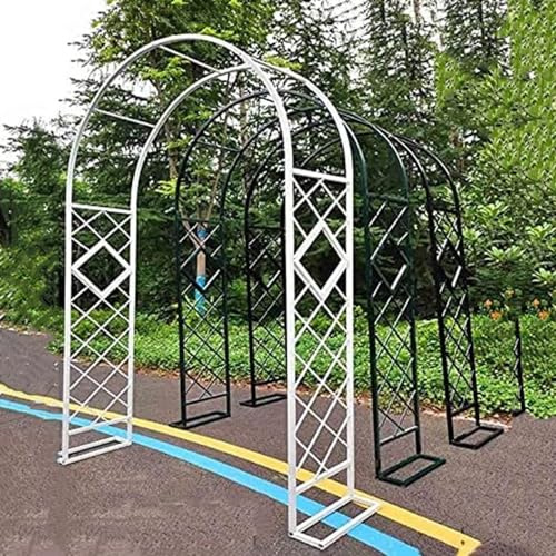 Arco de jardín de metal marrón, semicírculo, 140-380 cm de ancho, 230 cm de alto, resistente a la intemperie, independiente, perfecto para plantas trepadoras, rosas, clemátides, jazmín, decoración al