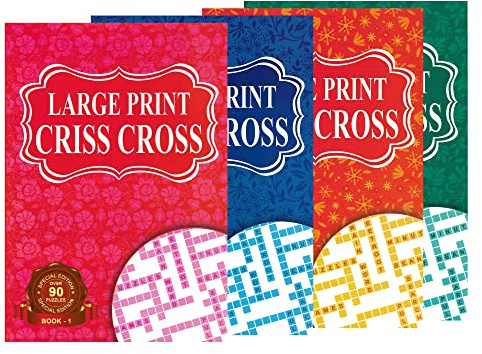 WF Graham Large Print A5 Criss Cross Puzzle Books for Adults and Teens - Pack of 4 Crossword Activity Book Set with Over 90 Puzzles Each