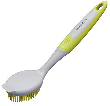 KitchenCraft Cepillo de goma antibacteriano para fregar, 25 cm (10) - Gris / Verde