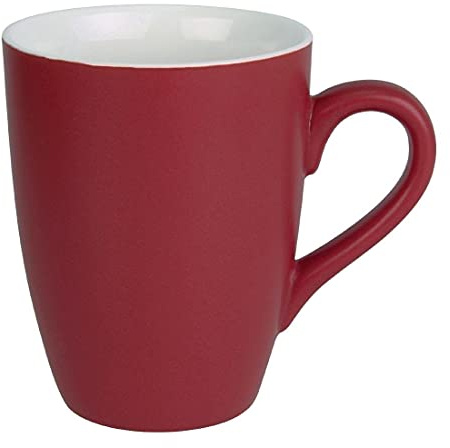 Olympia Matt Pastel Coffee Mug Set 340 ml/12 oz (Pack of 6), Red, Porcelain - Oven, Microwave & Dishwasher Safe CS043
