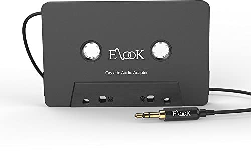 Elook Car Cassette Aux Adapter, 3.5mm Universal Audio Cable Tape Adapter for Car, Phone, MP3 ect. (Black)