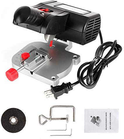 BEAMNOVA - Mini sierra ingletadora eléctrica para mesa de mesa Sierra de corte de mesa de mesa de corte máximo de 45 grados para manualidades, miniaturas, metal, madera, plástico, cortador compuesto