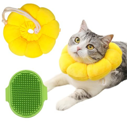 DKDDSSS 2PCS Halskrause Katze, Weich Katze Wiederherstellung Halsband mit Verstellbarem, Anti Biss Safety Schützender Kragen für Hunde Welpen Kätzchen, Nach der Operation Haustier Schutzkragen