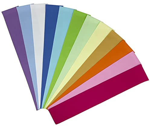 Jukway 12 tiras de tela de algodón de colores sólidos para manualidades, 8x100 cm, paquetes de telas 100% algodón para costura, acolchado, patchwork, álbumes de recortes (multicolor, 12 piezas)