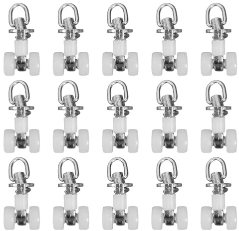 DECHOUS 60Pcs Curtain Track Rollers Metal Double Wheel Ceiling Curtain Rail Track Gliders Rollers, Smooth Operation
