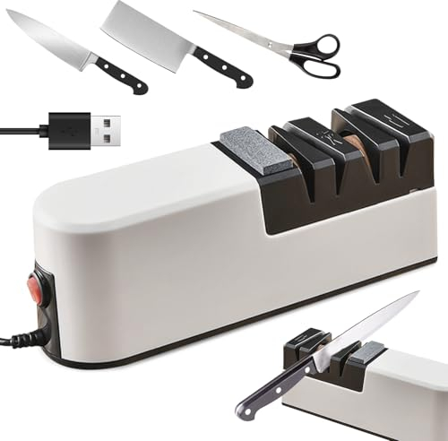 WIYETY Elektrischer Messerschärfer, Scherenschleifer mit Umschaltknopf, Diamant Messerschärfe mit 4 Modi, Raue und FeineKnife Sharpener für Scheren, Küchenmesser, Obstmesser