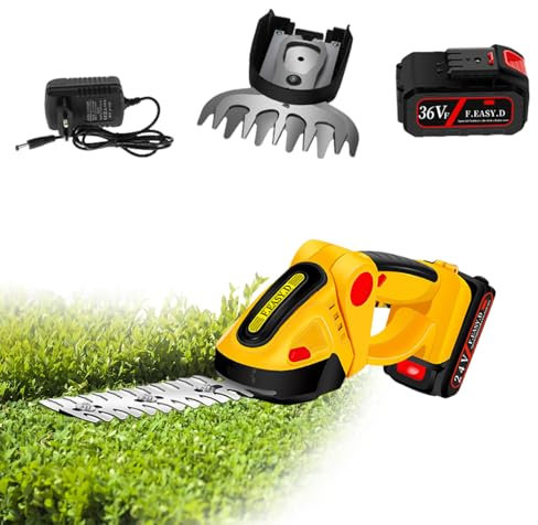 Taille-haie sans Fil 2 en 1 Kit Mini Taille-haie Manuel avec Cisaille a Gazon Taille-arbuste Outils de Jardinage Électriques pour Le Patio et La Pelouse