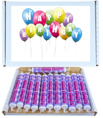 Birthday Sweet Box Gift Hamper | Classic Floral Fizzy Sweets Giant Parma Violets 12 Pack Retro Candy | Treats for All Ages