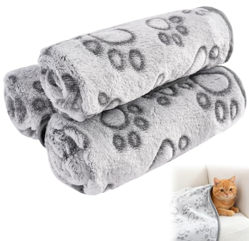 3 Pezzi Copertina Cane Piccola Taglia 60 x 40 cm, Coperta Cane con Stampa a Zampa, Finitura Morbida Coperte per Cani, Morbida e Calda Flanella Coperta Lavabile per Gatti, Plaid Morbidi per Cani